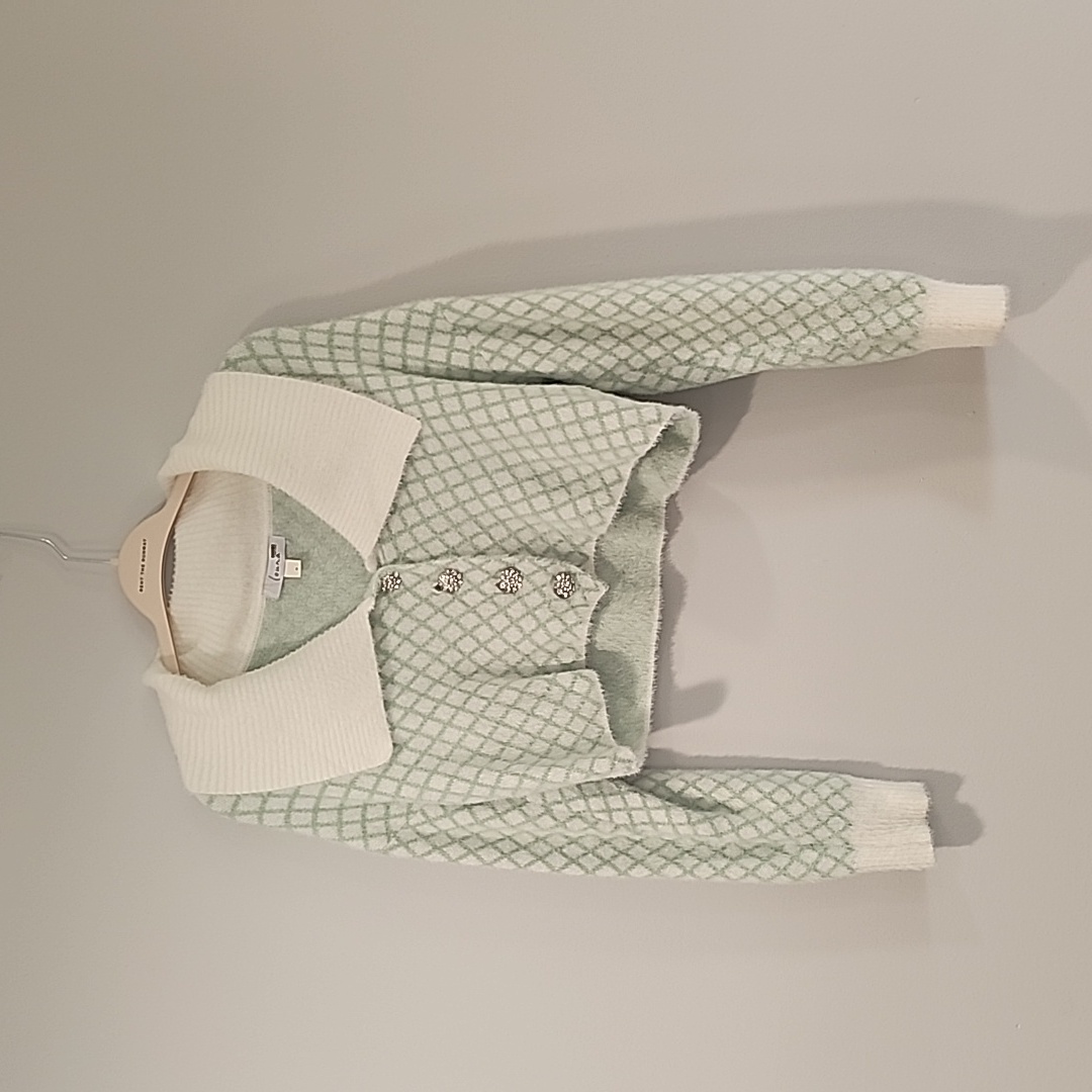 Cropped Sweater With Jeweled Buttons